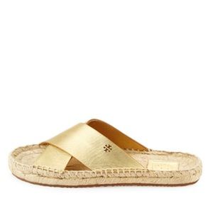 Tory Burch Bima Gold Espadrille Slide